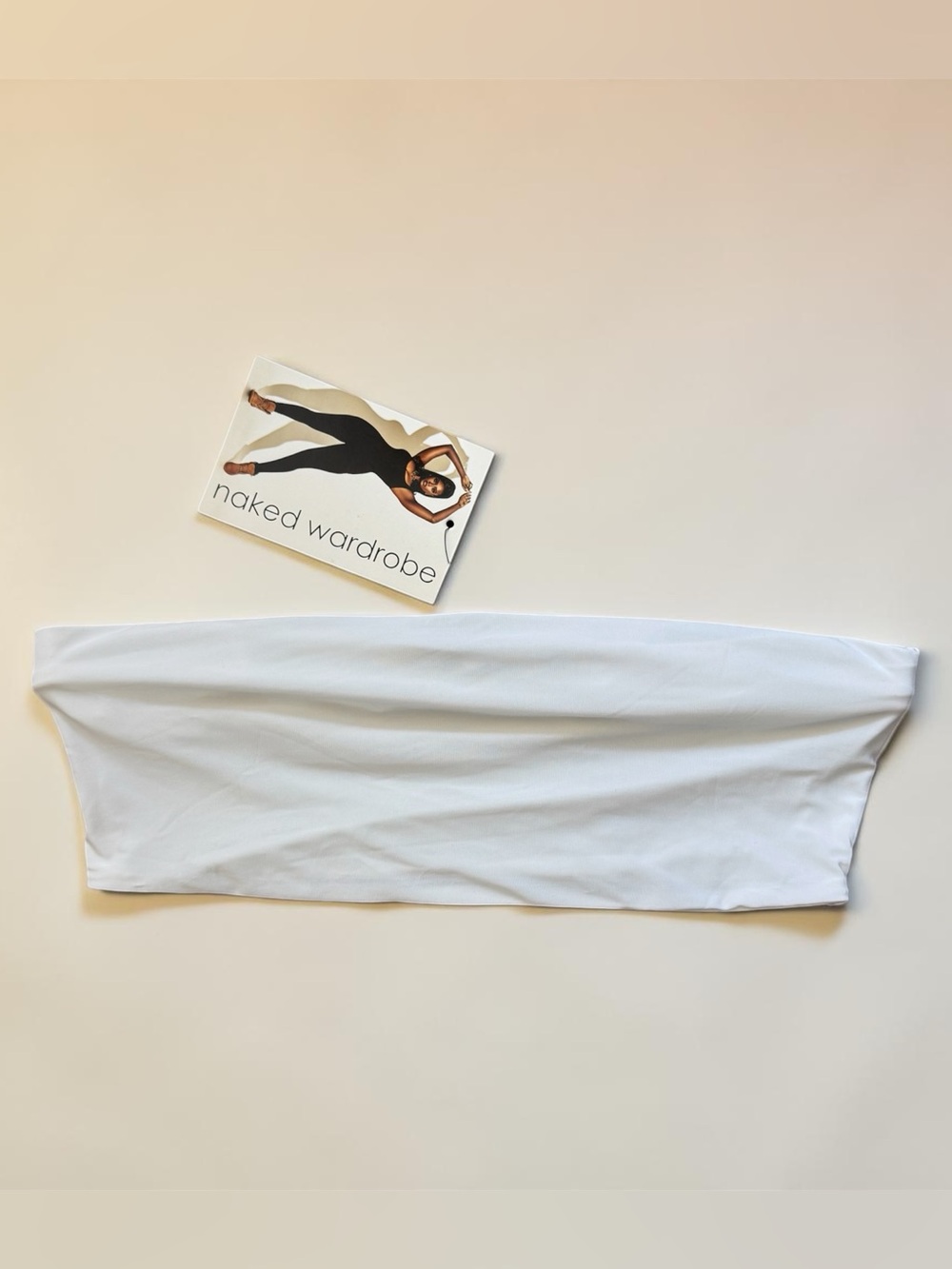 Naked Wardrobe Double Layer White Bandeau Crop Top